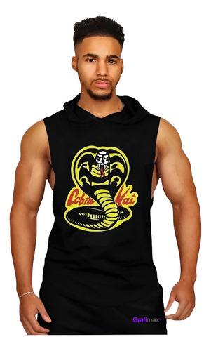 Polera  Cobra Kai Musculosa Capucha Sudadera Gym Grafimax