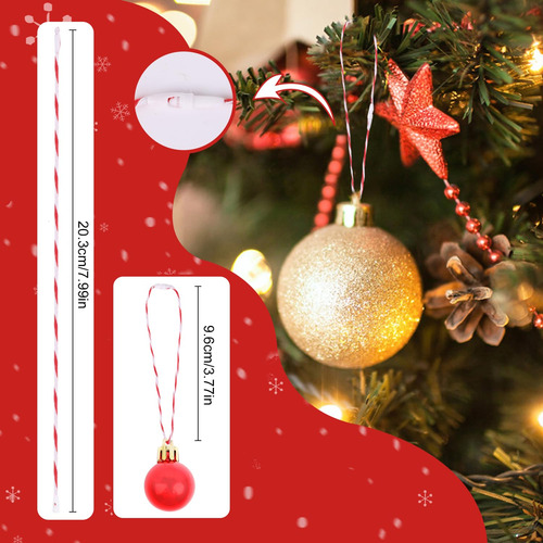 300 Ganchos De Cuerda Rojos Y Blancos Para Adornos Navidad