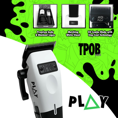Máquina De Cortar Cabelo Tpob Play Barber 7500 Rpm Com Alças