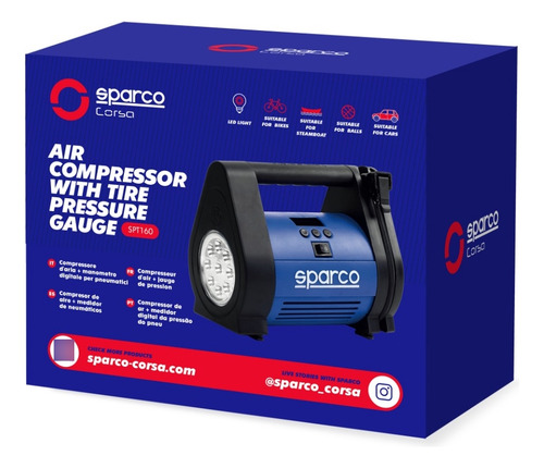 Imagen 5 de 5 de Compresor De Aire Sparco Para Neumaticos Auto Spt-160 - Sp