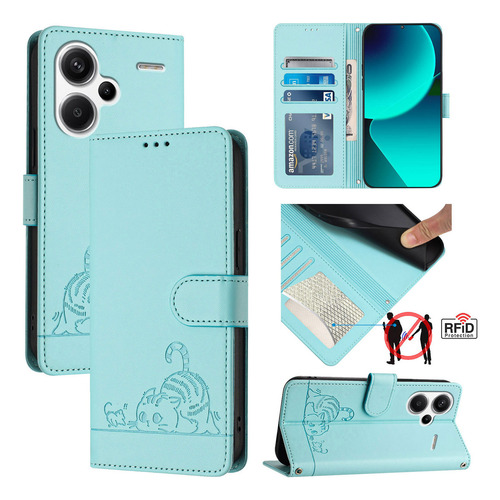 Gato Patrón Cartera Funda Compatibilidad Redmi Note 13 Pro