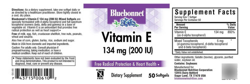 Bluebonnet Vitamin E 200 Iu Mixed Softgels, 50 Count