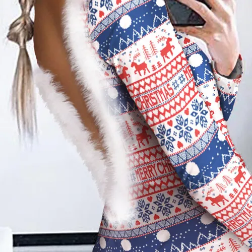 Pijama Para Mujer Con Estampado De Copos De Nieve Navideños