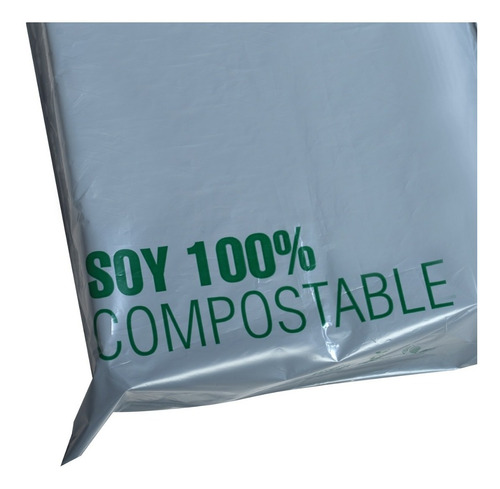 100 Sobres Ecommerce Biocompostable Gris 35x41+4 Cm Monocapa