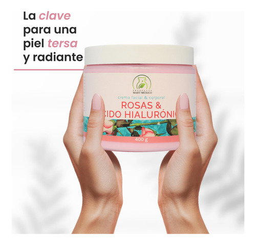 Crema Corporal De Rosas Con Ácido Hialurónico (400g) 6 Pack
