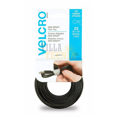 Correas Velcro Precortadas 25 Pzas -negro Ajustables 5pack