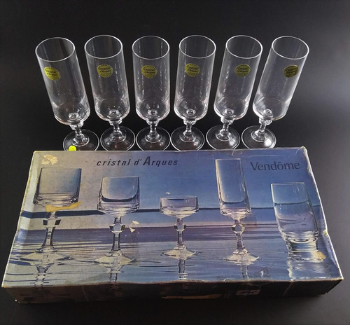 Antigo Cj 6 Tacas De Champanhe Cristal D'arques 5946 Rrdeco