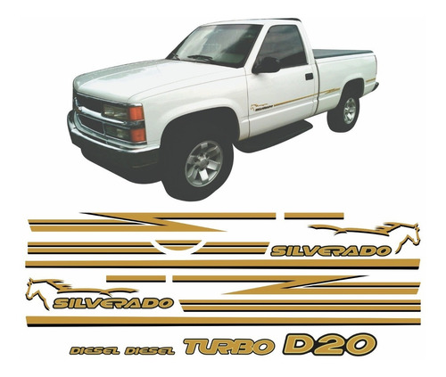 Adesivo Compatível Silverado 2000 Turbo Diesel F320 Cor Dourado