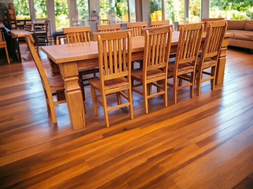 Jogo De Jantar 250x100 Com 12 Cadeiras Madeira Maciça Rustic