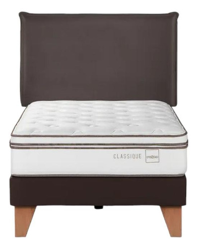 Cama Europea 1,5 Plazas Rosen Classique + Respaldo Maurice