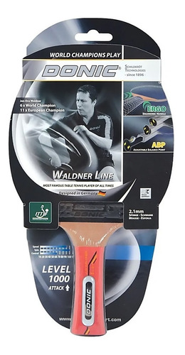 Paleta De Ping Pong Tenis Mesa Donic Waldner 1000 +dvd Prof Color Rojo/Madera Tipo de mango FL (Cóncavo)