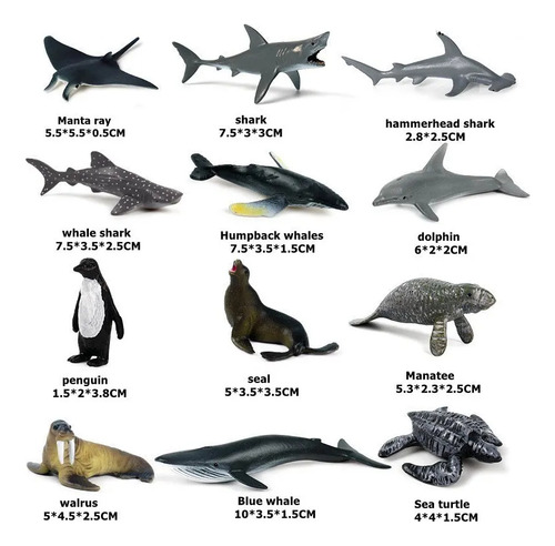 Set De Minipeces Con Animales Marinos Simulados