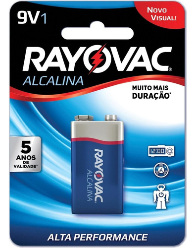 Pilha Bateria 9v Alcalina 12 Blisters X 1 Unid. Rayovac Cx