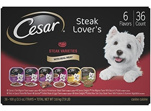 Cesar Adult Wet Food Steak Lovers Variedad Pack, (36) 3.5 Oz