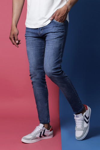 Imagen 2 de 4 de Jean Chupin Elastizado Azul Hombre No End 37330