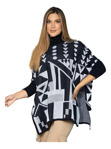 Hermosa Ruana Poncho Para Mujer Saco Sueter Sweater Tejido 