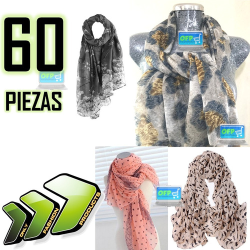 Lote 60 Pashminas +envio Mayoreo Negocio +calidad En Oferta!