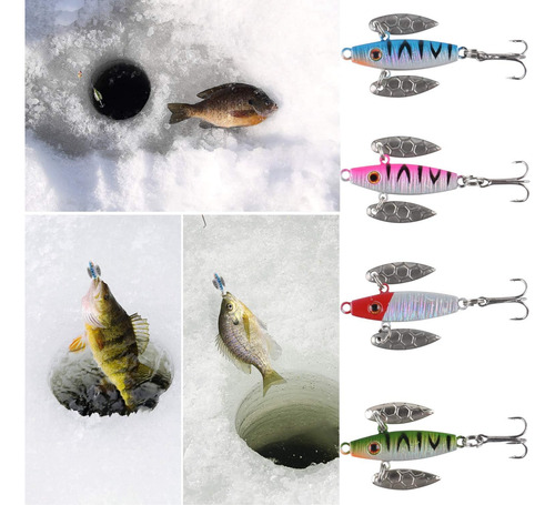 Señuelos De Pesca En Hielo Con 3 Ganchos Afilados, Cebos De