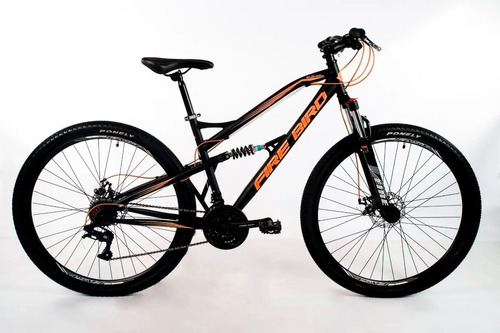 Mountain bike Fire Bird MTB Doble suspensión  2022 R29 18" 21v frenos de disco mecánico cambios Shimano color negro/naranja  