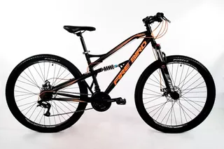 Mountain bike Fire Bird MTB Doble suspensión 2022 R29 18" 21v frenos de disco mecánico cambios Shimano color negro/naranja