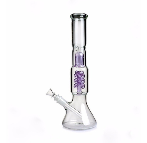 Bong De Pyrex Doble Percolador Morado De Vidrio  | Zigzaboo