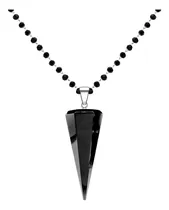 Comprar Collar Color Plata Acero Dije Piedra Natural Obsidiana Reiki