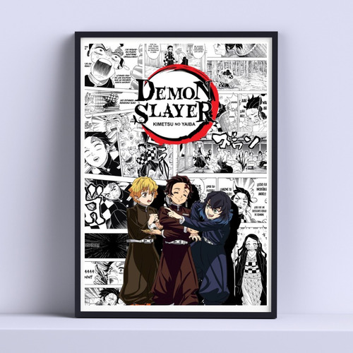 Cuadro Demon Slayer Manga 30x40cm Marco + Vidrio