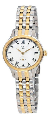 Reloj Tissot Bella Ora Piccola Esfera Plateada Boleta Color de la correa Plateada y Oro Color del bisel Oro Color del fondo Plateado