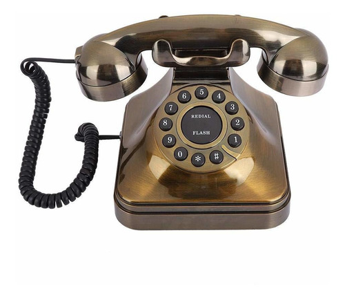 Teléfono De Bronce Antiguo  Línea Fija Vintage  Marca...