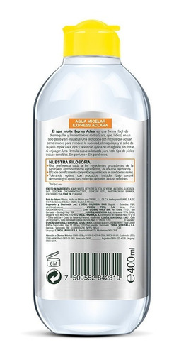 Imagen 3 de 7 de Agua Micelar Desmaquillante Con Vitamina C Express Aclara