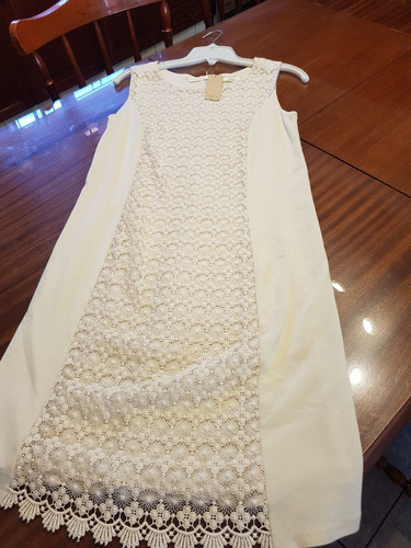 Vestido Awada Crema Con Centro En Encaje T S Y M