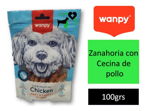Wanpy Chicken Pollo Jerky & Carrot Sticks Snack Perro 100gr