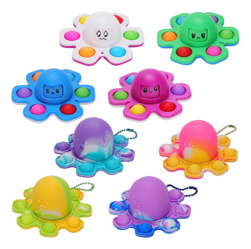 Paq Juguetes De 8 Pzas Pulpo Pop It Fidget Llavero De Pulpo 