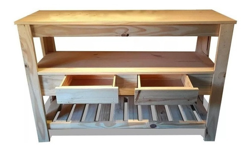 Mesa Arrime Pino 100 Cm 1 Cajón + 2 Estantes Liquidación!!