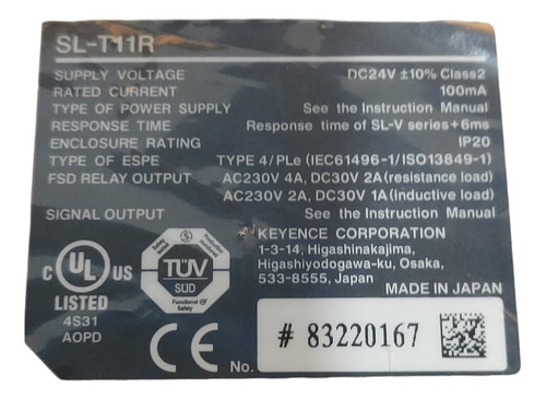 Keyence Sl-t11r Terminal De Relés