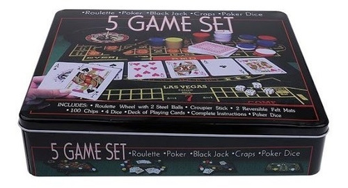 Imagen 2 de 5 de Set De 5 Juegos Ruleta Poker Black Jack Craps Dados Y Dice
