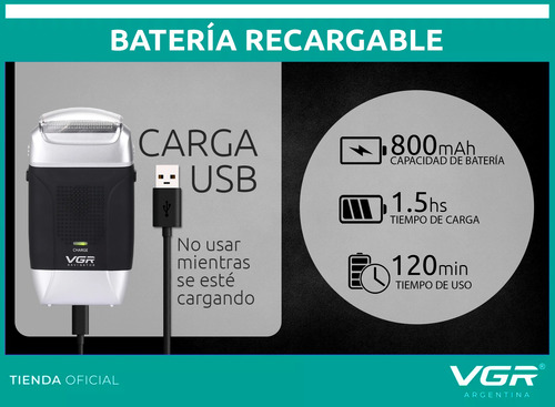 Maquina Corta Pelo Rasuradora Shaver Recargable Vgr V-307