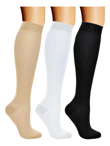 3 Pares Calcetas De Compresión Elásticas De Algodon,