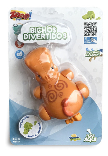 Mini Hipopótamo Laranja Brinquedo P/ Bebe Anda Sozinho Novo