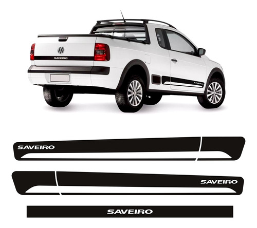 Faixas Saveiro G5 G6 2014/ Adesivos Lateral E Traseiro Preto