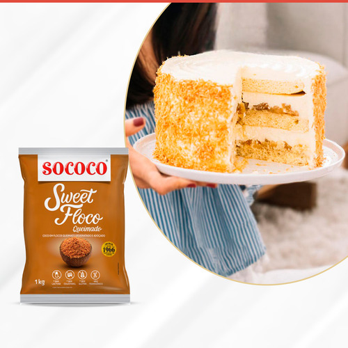 Coco Queimado Flocos Úmido Sweet 1kg - Sococo