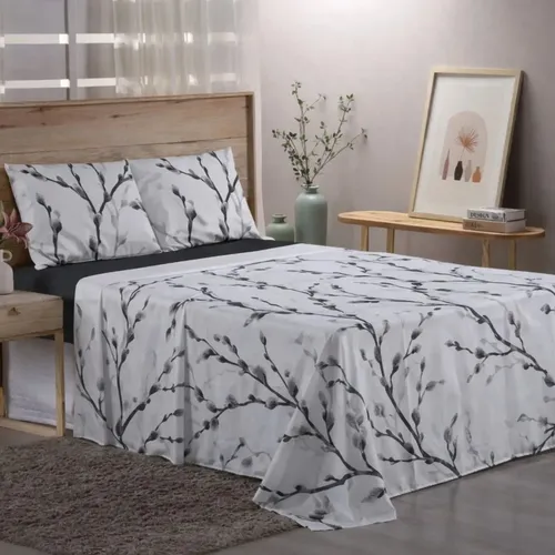 Jogo De Lençol Casal 4 Peças Micro Percal 400 Fios Estampado Cor Tulipa Florido