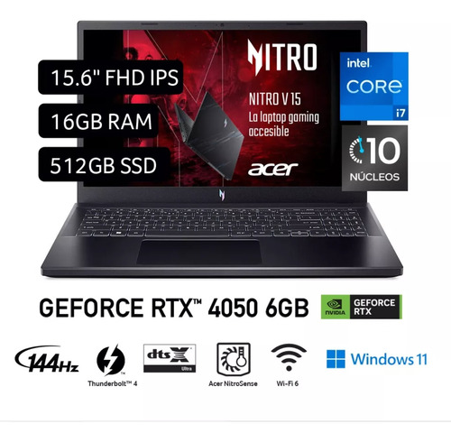 Laptop Acer Nitro V 15 Intel Core I7 13a Gen 16gb 512gb