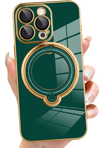 Funda Para  iPhone 15 Pro Con Soporte Magnetico - Verde