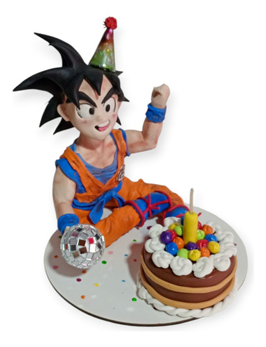 Adorno Para Torta Vela Goku Azul Goku