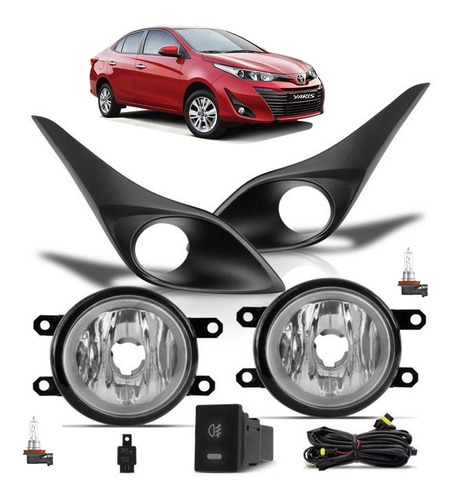 Kit Farol Milha Neblina Completo Yaris Hatch Sedan 18 19 20