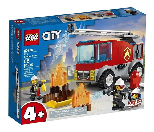 Lego City Camión De Bomberos Con Escalera 88pcs 60280