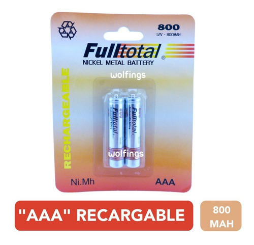 2 Pilas Aaa Recargable 800 Mah Ni.mh Larga Duracion