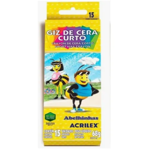 Giz De Cera Curto 15 Cores Acrilex Giz De Cera Curto 15 Cores Acrilex