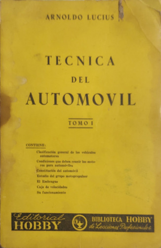 Libro Tecnica Del Automovil Tomo 1 Arnoldo Lucius (aa1081 (Usado)